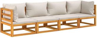 vidaXL Set Muebles De Jard&iacute;n 4 Pzas Madera Maciza Y Cojines Gris Claro Vidaxl