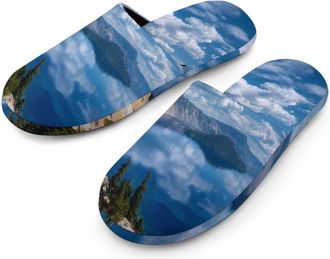 Generic Crater Lake Oregon National Park Mens Slippers Warm Non-Slip Houes Shose Spa Slipper for Home Bedroom