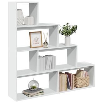 Berkfield Home Room Divider Bookcase 4-Tier White 143.5x29x143.5 cm Engineered Wood