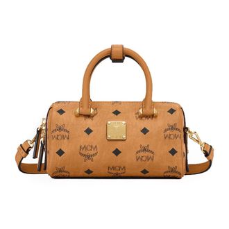 MCM Boston Bag in Visetos - female - MCM - Handbags - Brown - ONE SIZE - Bags