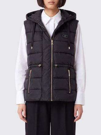 Liu Jo Quilted and Padded Nylon Vest with Hood and Rhinestone Logo