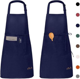 OEM Delantal - Delantal Impermeable - Delantal De Cocina Con Bolsillos - Delantal De Cocina Ajustable - Delantal Para Barbacoa - Babero (azul Marino)