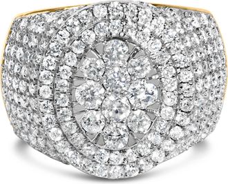 House of Brilliance Mens 10K Yellow Gold 2-1/2 Cttw Round Diamond Cluster Cocktail Ring