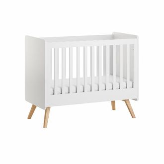 Vox Lit B&eacute;b&eacute; 60x120 Sommier Inclus Vox Vintage Blanc Et Bois