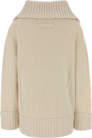 Victoria Beckham Wool-Polyester Ribbed Sweatshirt - Ivory