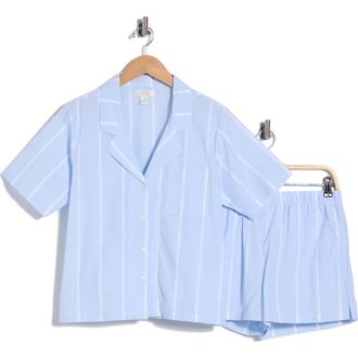 Nordstrom Rack Cotton Short Sleeve Shirt & Shorts Pajamas in Blue F- White Nina Stripe at Nordstrom Rack, Size X-Small