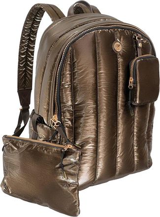Joan & David Collection Tubular Quilted Metallic Puffer Nylon 18In Workbook Backpack