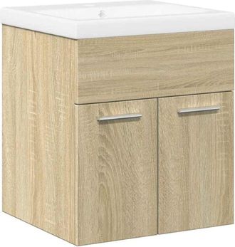 vidaXL Set de muebles de baño 2 pzas madera contrachapada roble Sonoma vidaXL