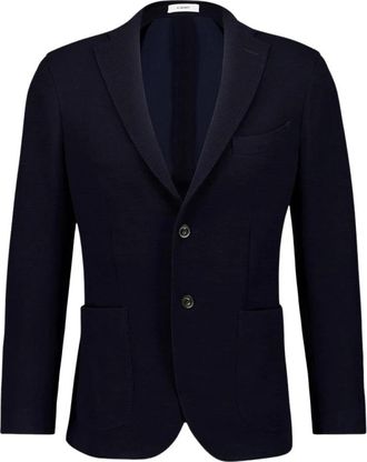 Boglioli Jassen, Heren, Blauw, L, Wol, Blauwe Wollen Blazer