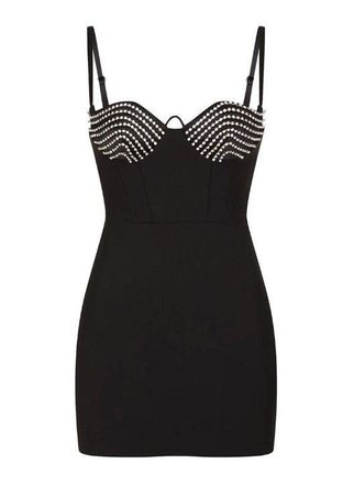 Area Crystal Cup Black Mini Dress Size S