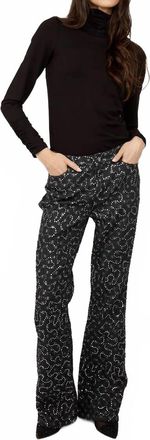 Frank Lyman Design Cindra Crystal Abstract Flare Pant In Charcoal And Silver