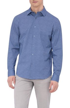 Bugatchi James OoohCotton Microcheck Button-Up Shirt in Air Blue at Nordstrom, Size Xxx-Large
