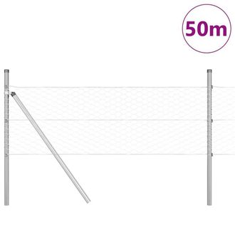Berkfield Home Hexagon Fence 0.8x50 m Galvanised Steel in Silver
