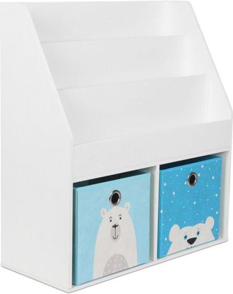 Relaxdays Estanter&iacute;a Relaxdays Para Ni&ntilde;os, Hbt: 79 X 72 X 30,5 Cm, 3 Estantes Para Libros, 2 Cajas De Juguetes, Infantil, Blanca