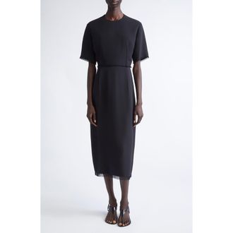 FFORME Brooke Fringe Trim Silk T-Shirt Dress in Black at Nordstrom, Size 6 Us