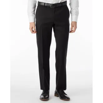 Ballin Super 120S Wool Gabardine Comfort Eze Plain Front Trouser In Black