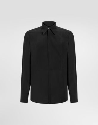 Dolce & Gabbana Cr&ecirc;pe De Chine Gold Shirt - Man Shirts Black 37