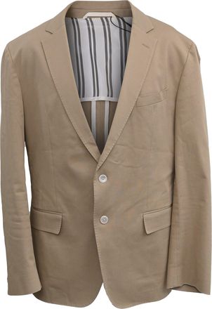 BOSS Boss Hugo Boss Single-Breasted Blazer in Beige Cotton