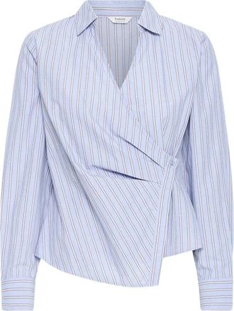b.young Hene Overhemd met overslag - Dames - Blouses & Shirts - Blauw - Maat: XS Katoen