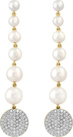 Effy 14K Yellow Gold Fresh Water Pearl & Diamond Drop Earrings in 14K Gold at Nordstrom