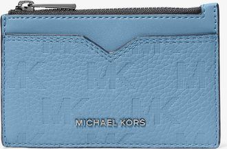 Michael Kors Hudson Logo Embossed Leather Card Case