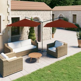 vidaXL Sombrilla Doble De Jard&iacute;n Con Palo De Acero Terracota 600x300cm Vidaxl