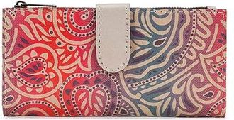 Patricia Nash Nazari Wallet Wallet Womens Handbags Greek Ombre Print, Faux Suede/Full Grain leather/Leather