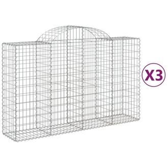 Berkfield Home Arched Gabion Baskets 3 pcs 200x50x120/140 cm Galvanised Iron in Silver