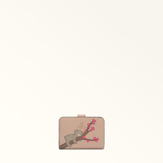 Furla Camelia Portafoglio Compatto S Toni Cotone Multicolore Pelle Granata Di Vitello Eracle Con Stampa Orso Primavera Donna