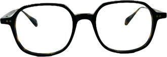 Kaleos Handgemaakte Retro Vierkante Zonnebril - unisex - Brillen - Zwart - ONE Size - Leer - Accessoires
