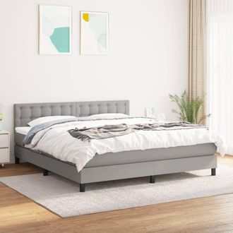 vidaXL Vidaxl - Cama Box Spring Con Colch&oacute;n Tela Gris Claro 160x200 Cm