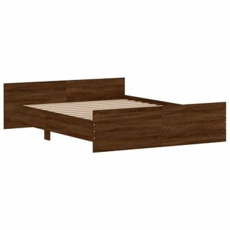 vidaXL Estructura De Cama Con Cabecero Piecero Roble Marr&oacute;n 140x200 Cm Vidaxl