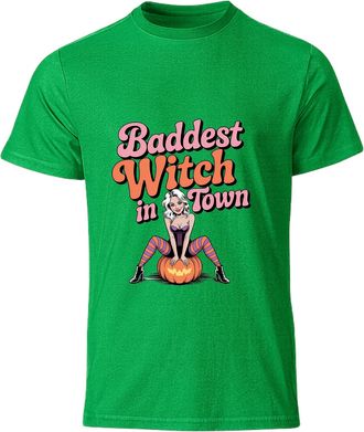 Generic Baddest Witch in Town Halloween T-Shirt - Fun Spooky Witch Graphic Tee for Women & Men, Unisex Trick or Treat Top, Perfect for Halloween Parties & Fal