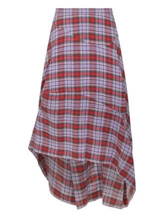 Vivienne Westwood tartan-pattern skirt - women - Linen/Flax - 40 - Purple