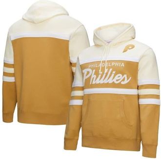 Mitchell & Ness Mens Mitchell & Ness Tan/Cream Philadelphia Phillies Head Coach Pullover Hoodie at Nordstrom, Size Xxx-Large