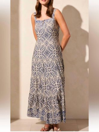 Tribal Safari Printed Maxi Dress In Blue