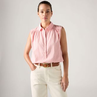 Levi's Londyn Short Sleeve Popover Top - Womens - XS - Pink / Coral Blush