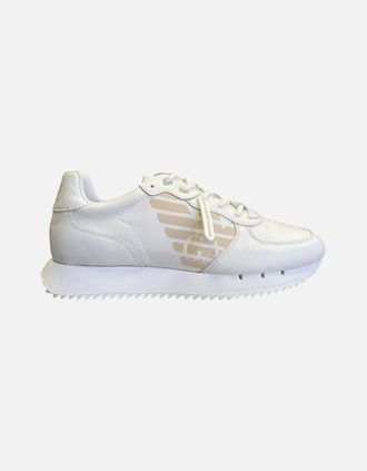 Emporio Armani Womens Black & White Vintage Sneaker - White / Pink - Size: 7