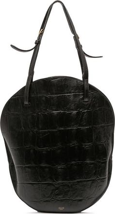 Celine Pre-owned Celine Croc Embossed Leather Curved Shoulder Bag Ladies U-CE-0185