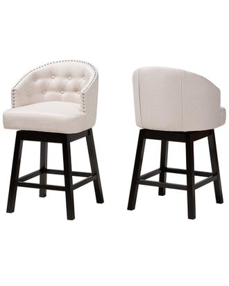 Baxton Studio Theron Mid-Century 2Pc Swivel Counter Stool Set