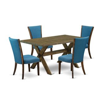 East West Furniture 5Pc Dining Table set Includes a Dinette Table and 4 Parson Dining Chairs