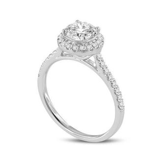 LuvMyJewelry Solstice 14K White Gold Round Cut Lab Grown Diamond Halo Engagement Ring - 1.3 Ct at Nordstrom, Size 7