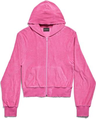 Balenciaga (WMNS) Balenciaga BB Motel Zip-up Hoodie Fitted Dark Pink 791755TQVU85803