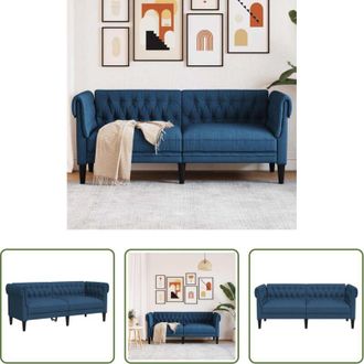 vidaXL Divano a 2 posti - Divano Chesterfield a 2 Posti Blu in Tessuto