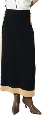 Lola Casademunt Falda Midi de Punto con Panel Lateral en Contraste - Skirts - Mujer - Negro - XL