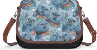 Generic Watercolor Cats Womens Crossbody Bag Fashion Shoulder Handbags Message Tote Bag with Adjustable Strap