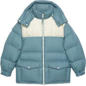 Gucci Nylon Down Jacket With GG Inserts Blue Grey 762558-Z8BNG-1121