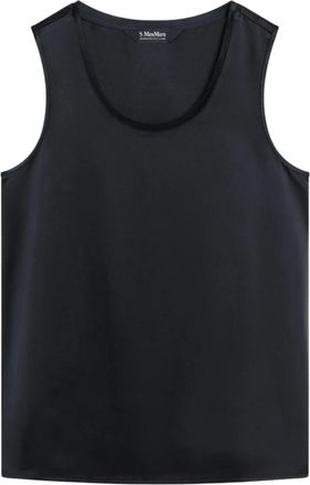 Max Mara Satin Top - Dames - Tops zonder mouwen - Blauw - 2XS - Satijn - Tops