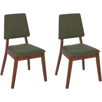Beliani Set di 2 sedie da pranzo imbottite con schienale e seduta imbottiti in legno scuro verde Merrill