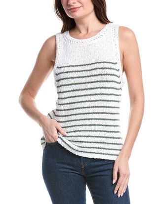 Tommy Bahama Crochet Edge Stripe Linen-Blend Tank